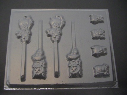 197sp Pork Chop Pig Boy and Girl Chocolate or Hard Candy Lollipop Mold